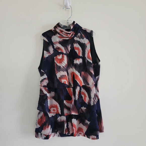 Etcetera 100% Silk Tiered Ruffle Sleeveless Blouse Size 0 - Picture 2 of 7